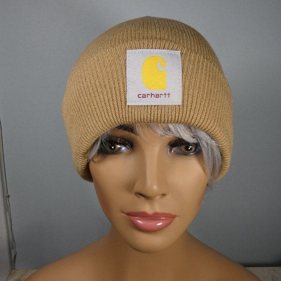 TWO- Carhartt Knit Beanie Caps Khaki and Orange - Picture 3 of 11